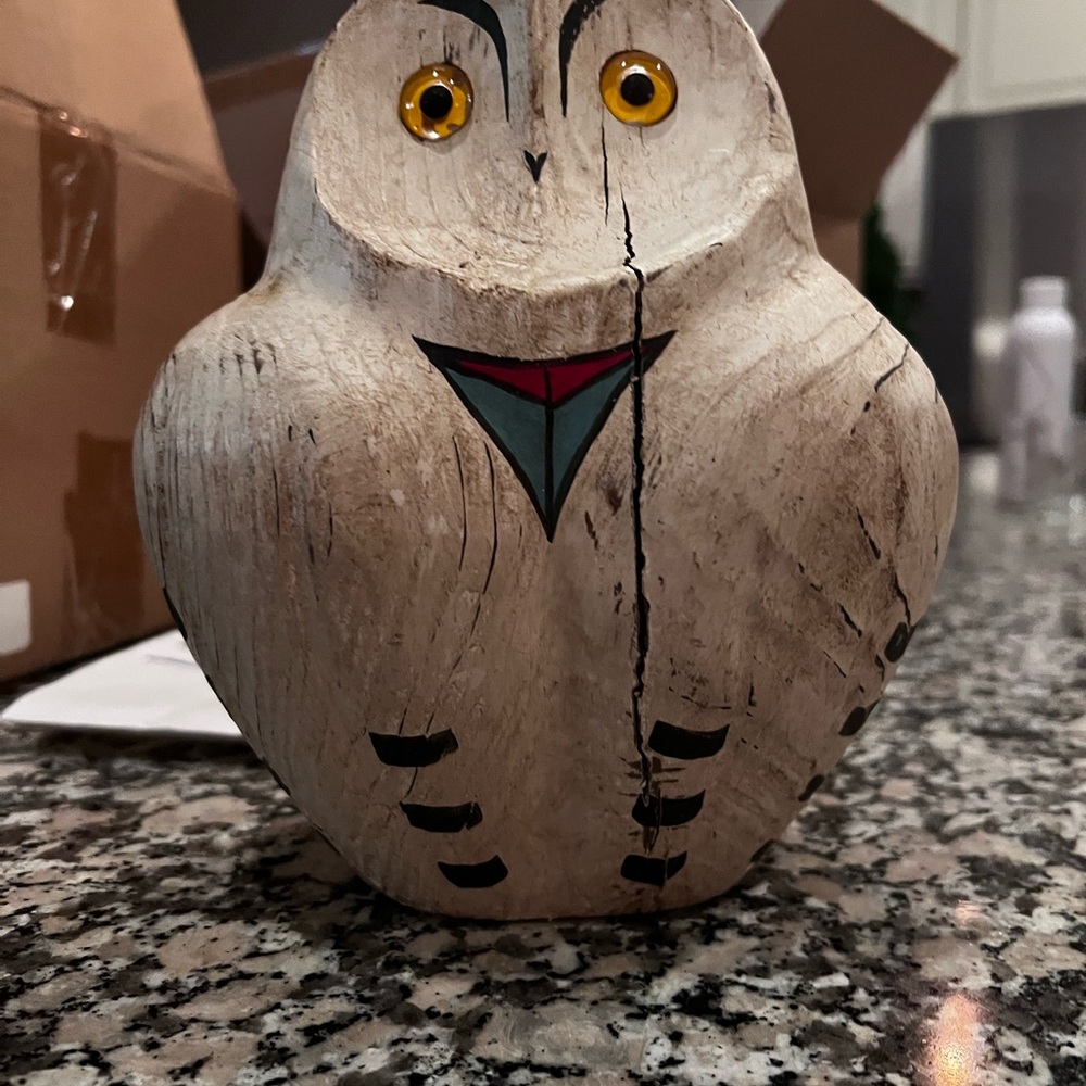 Handcarved Wooden Spirit Owl